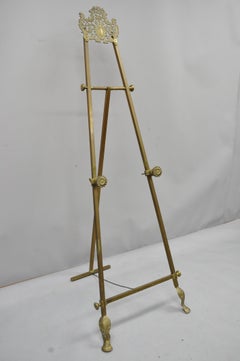 Antique Brass Victorian Filigree Tall Painting Easel Tripod Art Canvas Stand