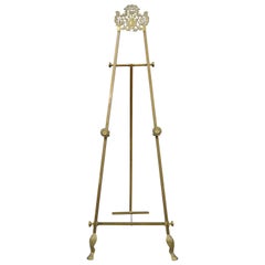 Antique Brass Victorian Filigree Tall Painting Easel Tripod Art Canvas Stand