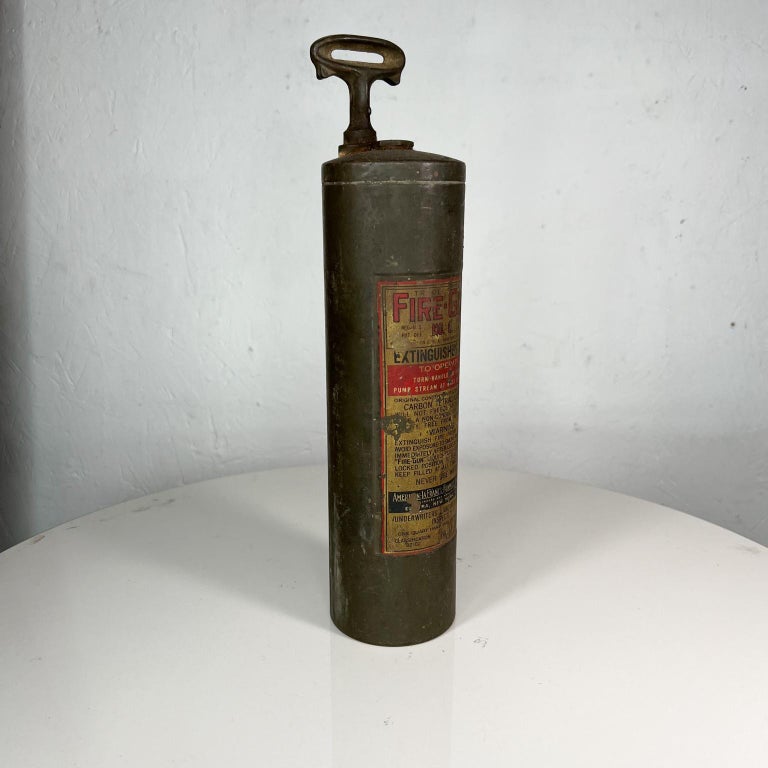 Antique Brass Vintage Handle Fire Gun Extinguisher Underwriters