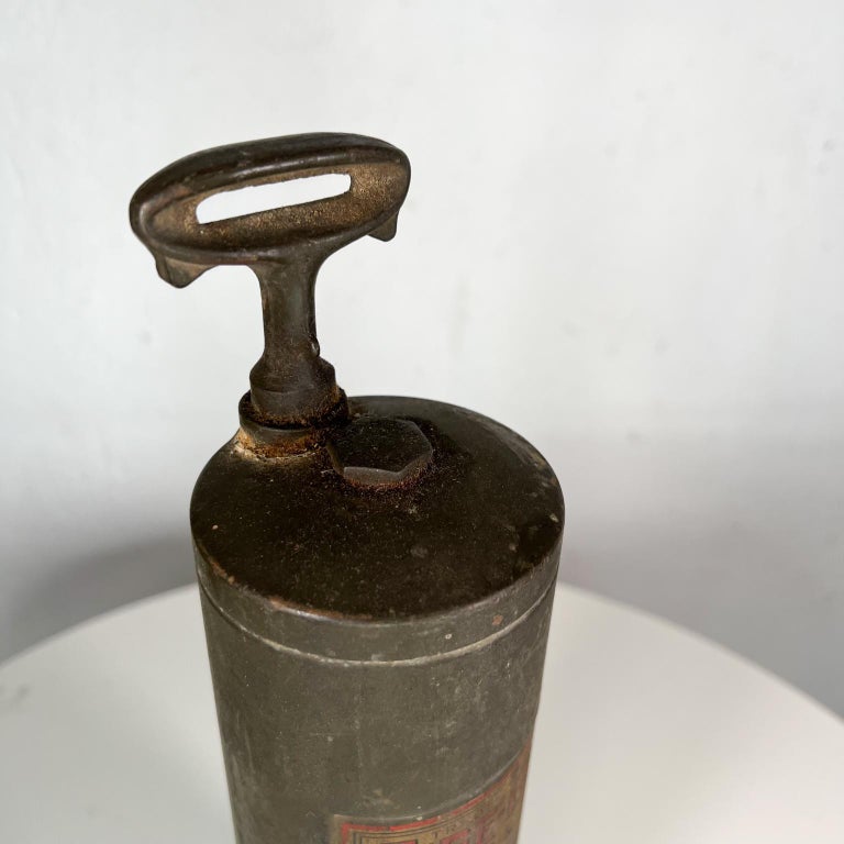 Antique Brass Vintage Handle Fire Gun Extinguisher Underwriters