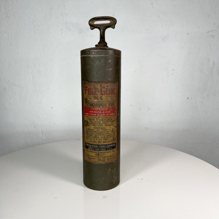Antique Brass Vintage Handle Fire Gun Extinguisher Underwriters