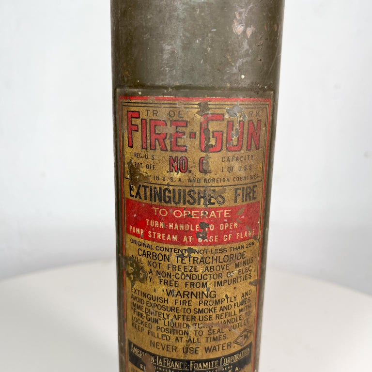 Antique Brass Vintage Handle Fire Gun Extinguisher Underwriters