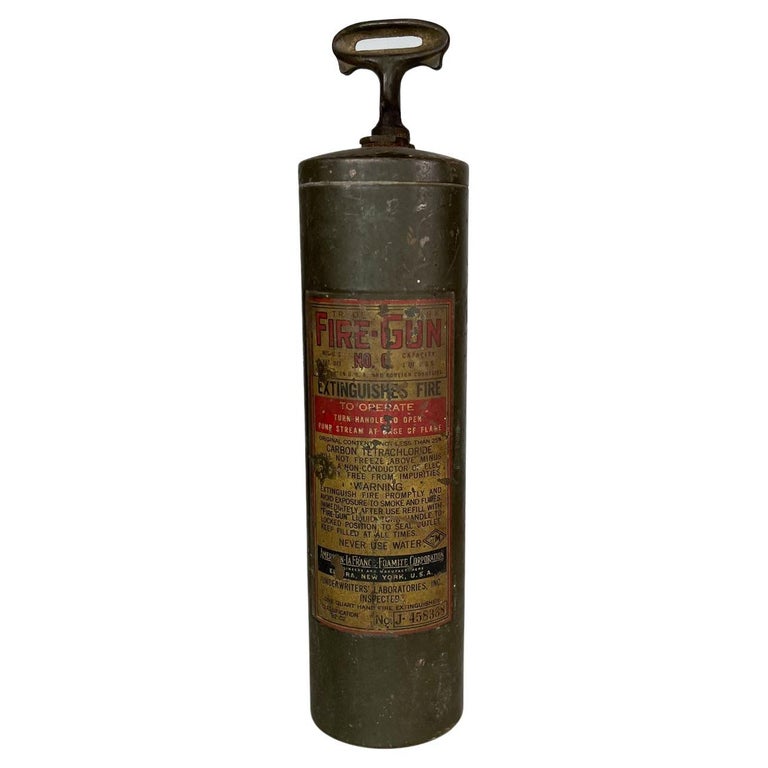 Antique Brass Vintage Handle Fire Gun Extinguisher Underwriters