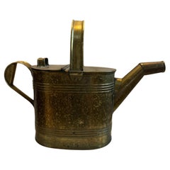 Antique Brass Watering Can with Hinged Lid – Vintage European Garden Decor