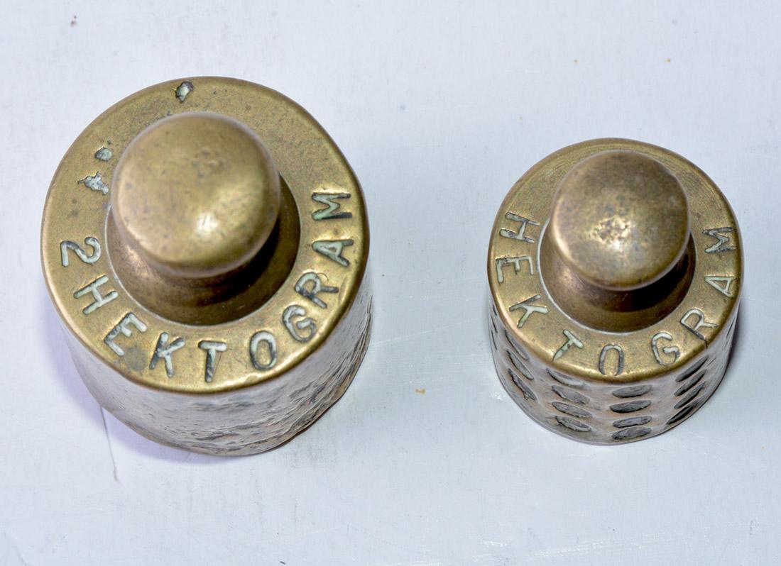 vintage brass scale weights