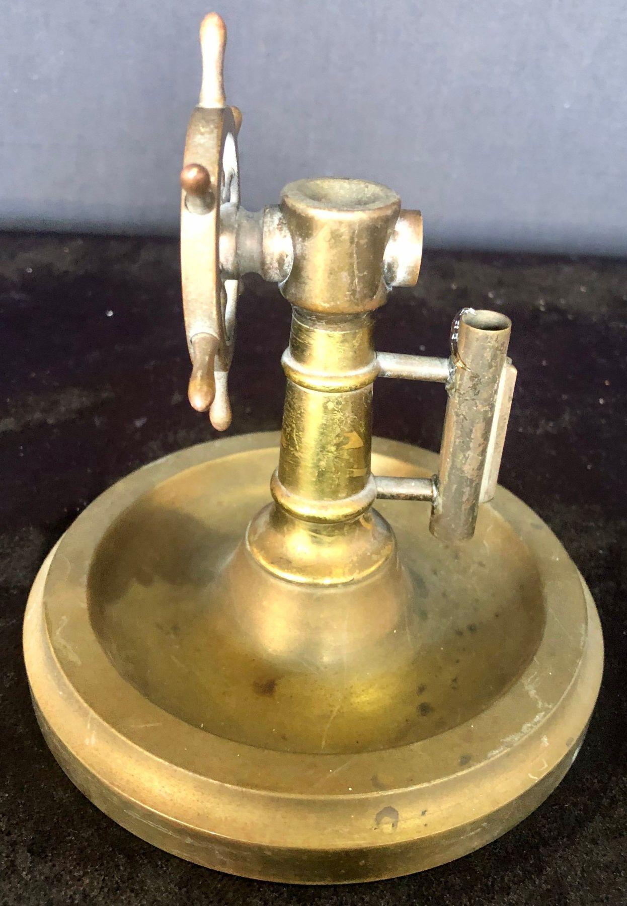 20th Century Antique Brass Wheel Cigar Cutter Tobacco Accessory