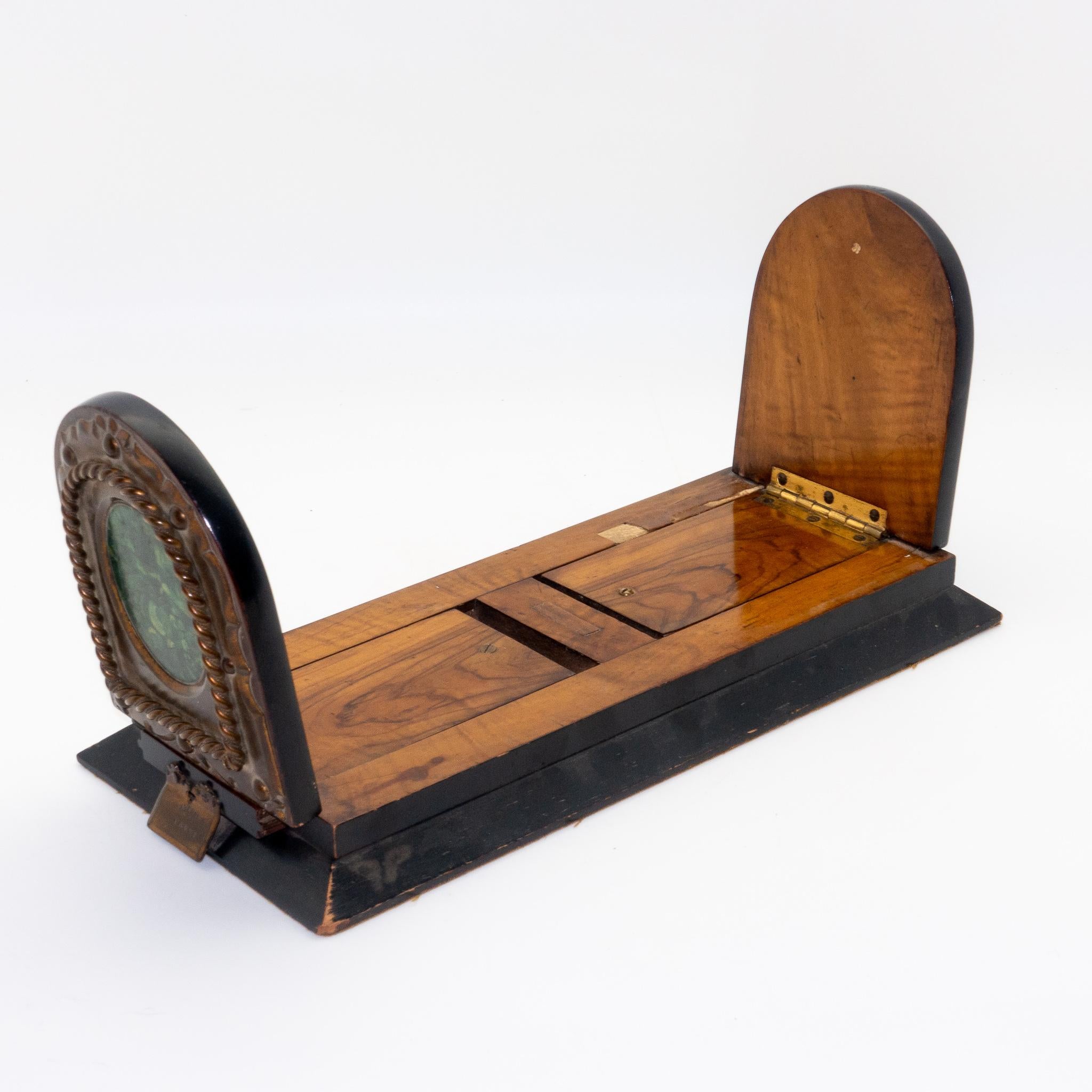 Antique Brass Wood and Malachite Telescoping Book Rack Slide Holder, circa 1860 In Good Condition In New York, NY