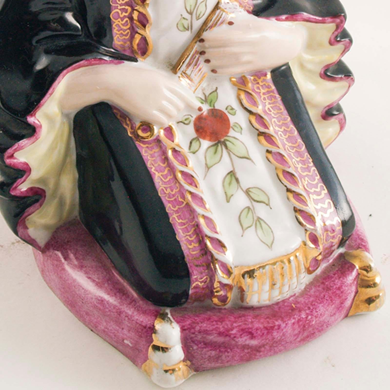 Chinoiserie Antique Brazilian Signed Vieira De Castro Rio Porcelain Chinese Noble Figure For Sale