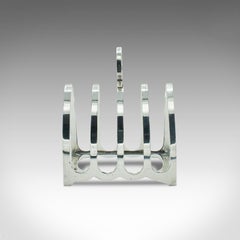 Antique Breakfast Set, English, Silver, Toast Rack, Tongs, Regency, Hallmarked