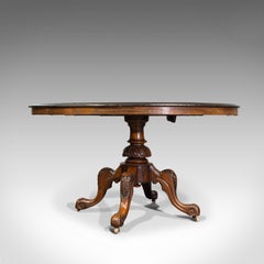 Antique Breakfast Table, English, Walnut, Mahogany, Tilt-Top, Oval, Victorian