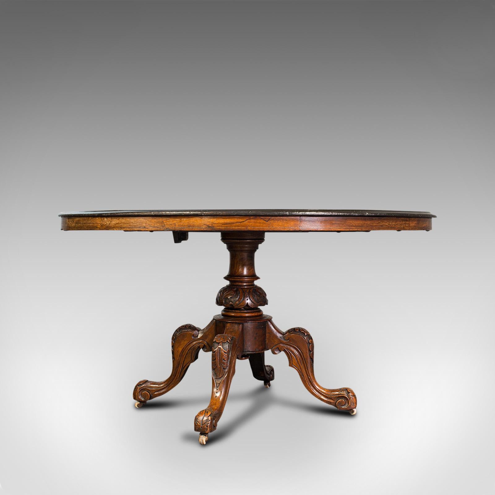 19th Century Antique Breakfast Table, English, Walnut, Mahogany, Tilt-Top, Oval, Victorian