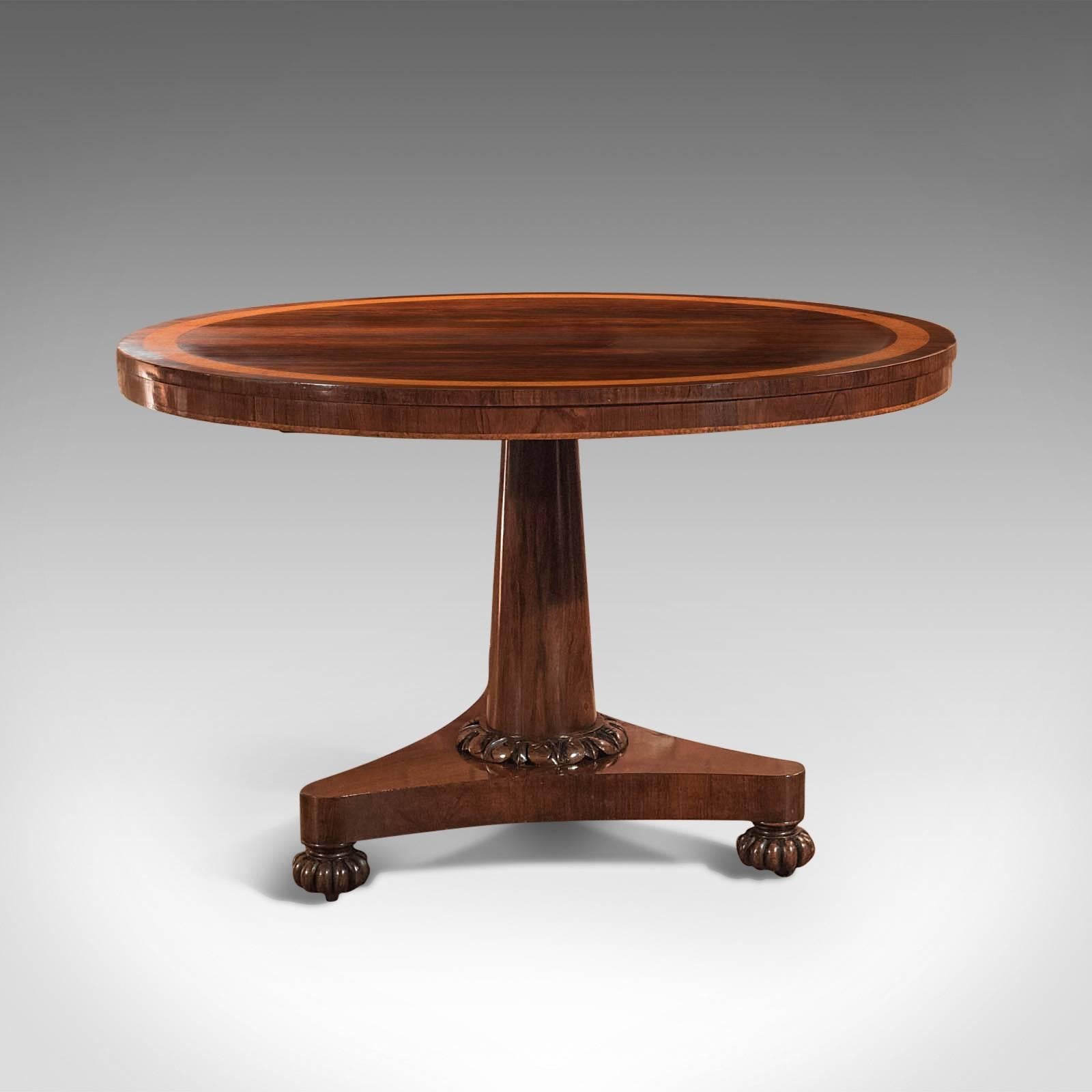 British Antique Breakfast Table, William IV Rosewood Tilt-Top