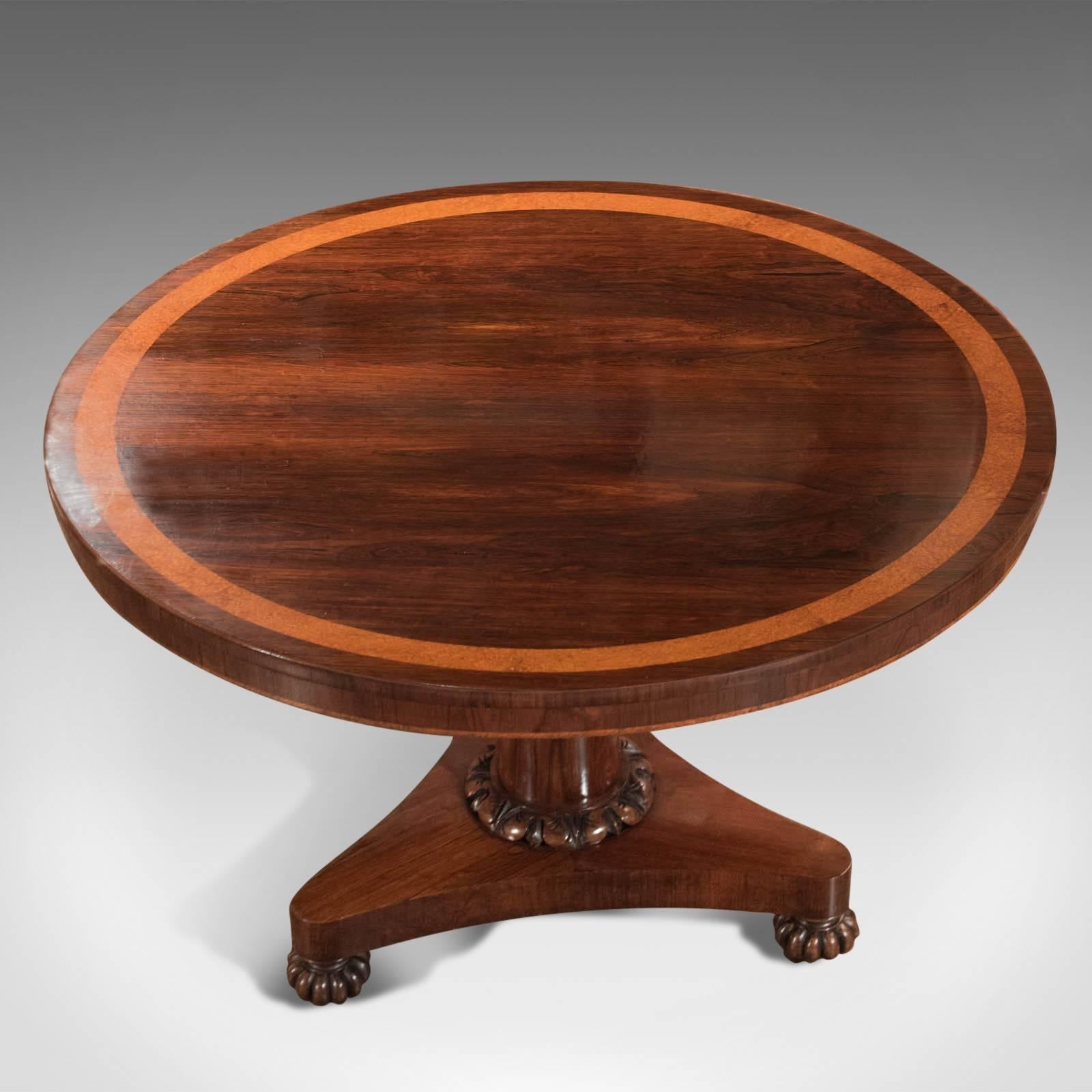 19th Century Antique Breakfast Table, William IV Rosewood Tilt-Top