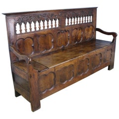 Antique Breton Walnut Bench