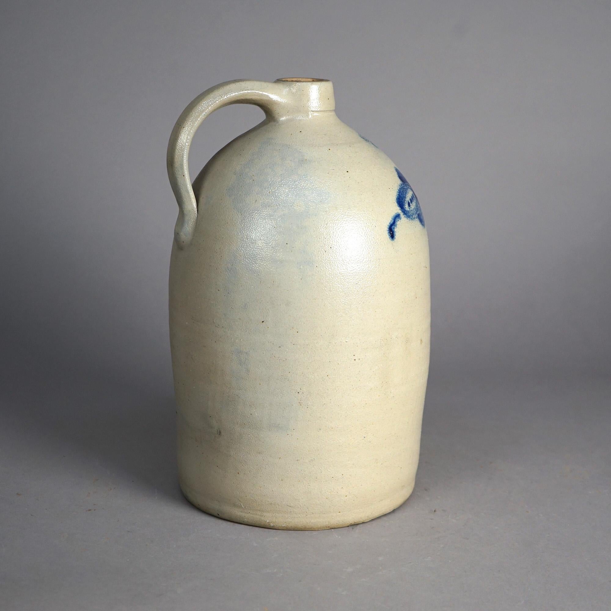 Antique Brewer Blue Decorated Stoneware Jug C1880 2