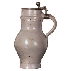Antique brewery beer jug "pear jug" Bavaria/Austria mid 18th century pewter lid
