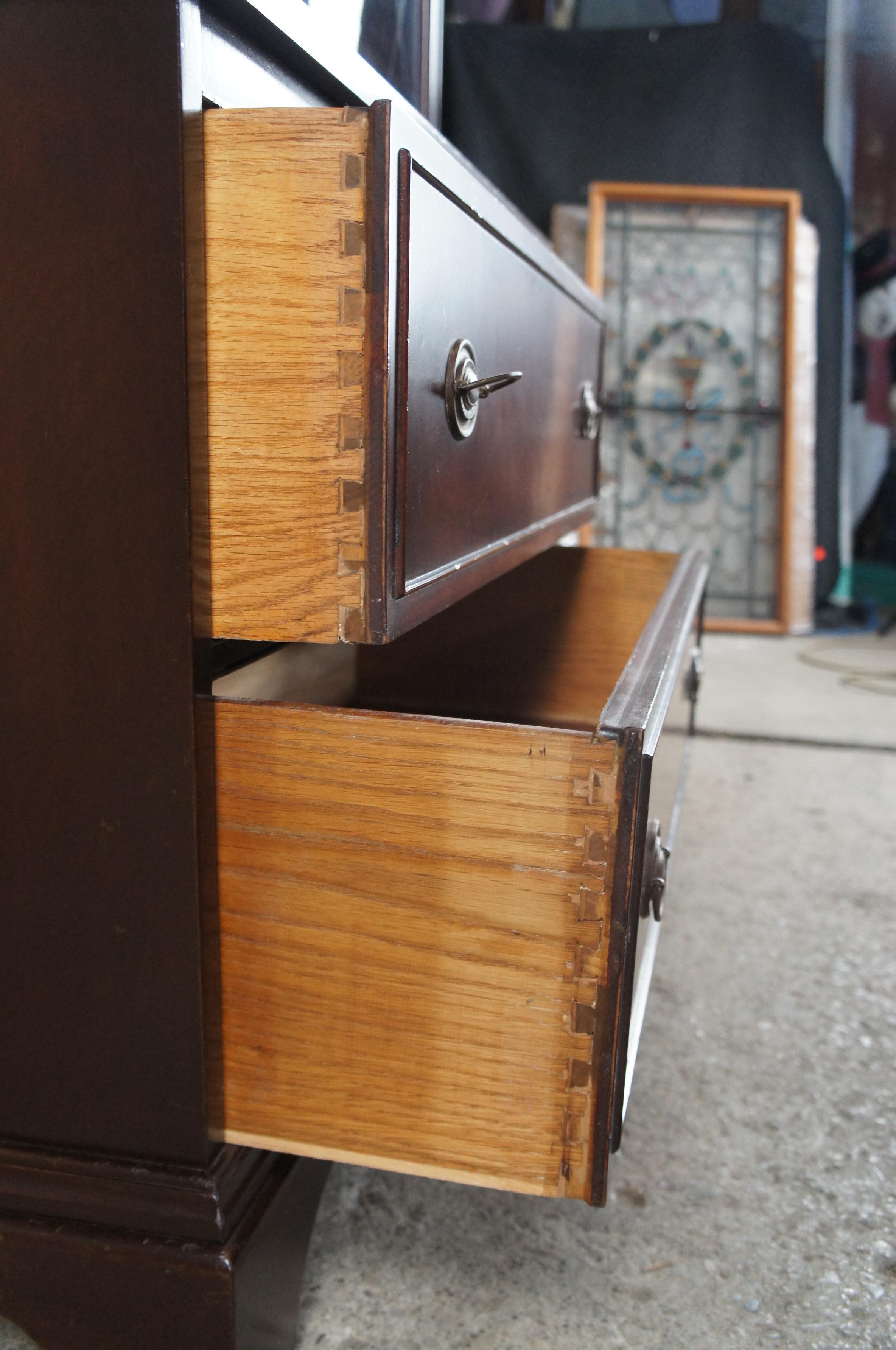 Antique Brickwede Sheraton Style Mahogany Stepback Bookcase Display Cabinet 68