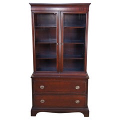 Antique Brickwede Sheraton Style Mahogany Stepback Bookcase Display Cabinet 68"