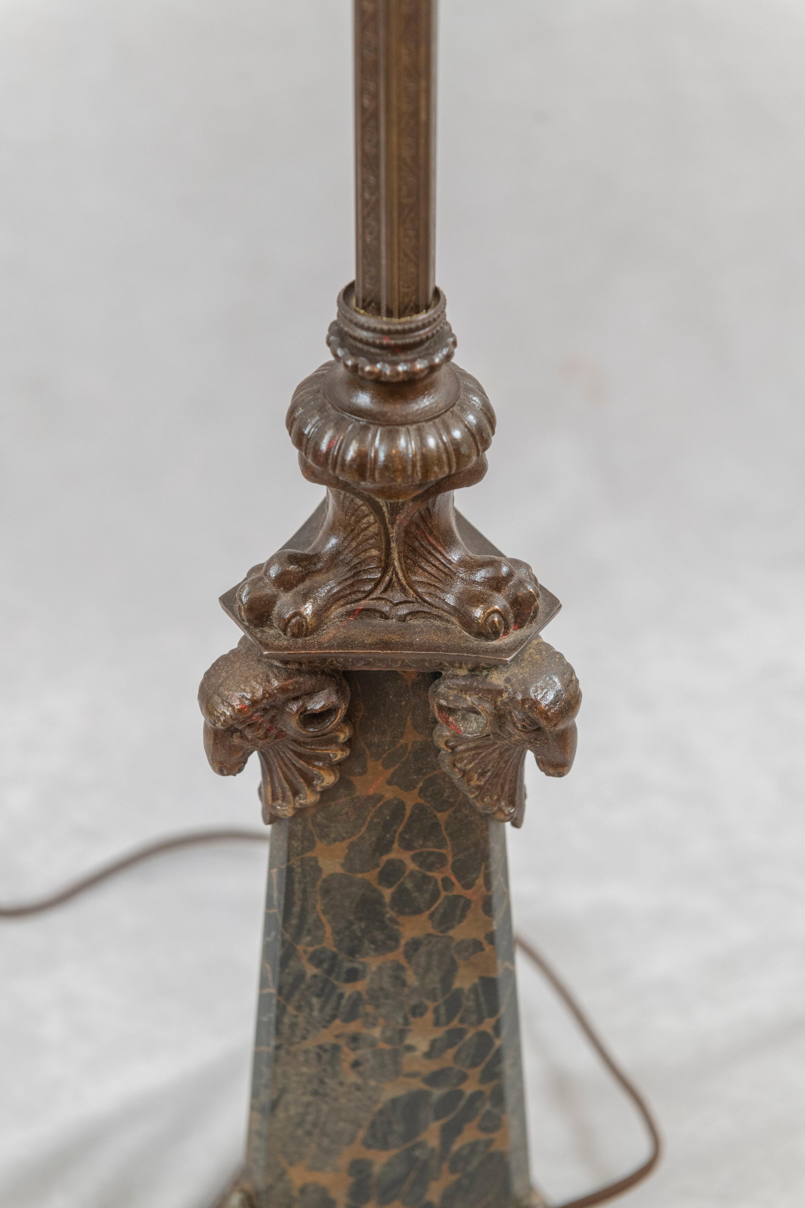 Antique Bridge Lamp w/Kokomo Slag Glass Shade, ca. 1910 5