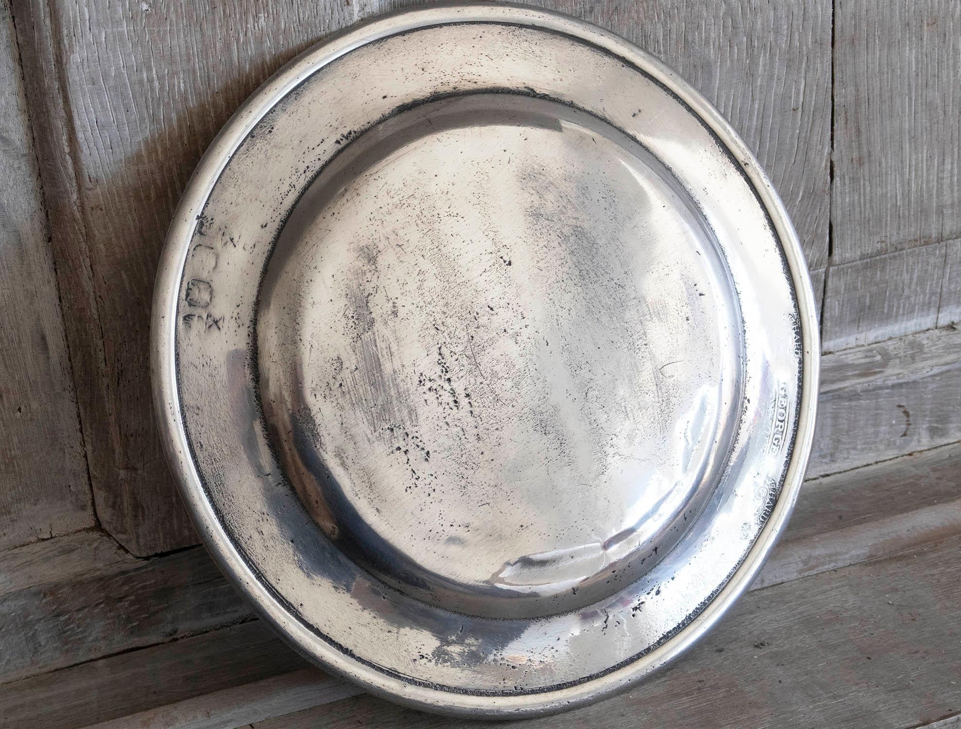 Georgian Antique Brightly Polished Pewter Plate, English, C.1800 For Sale