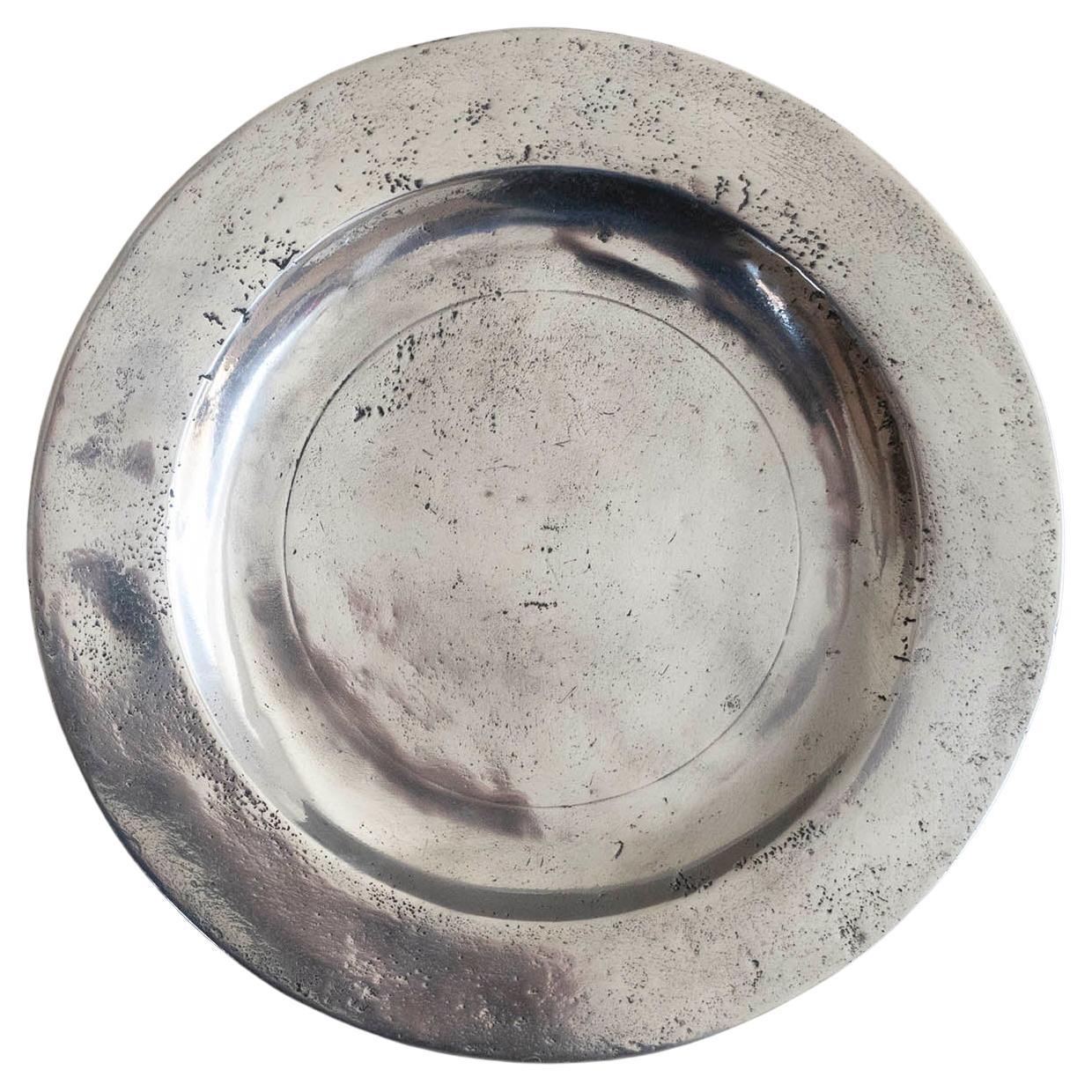 Antique Brightly Polished Pewter Plate, English, C.1800 For Sale