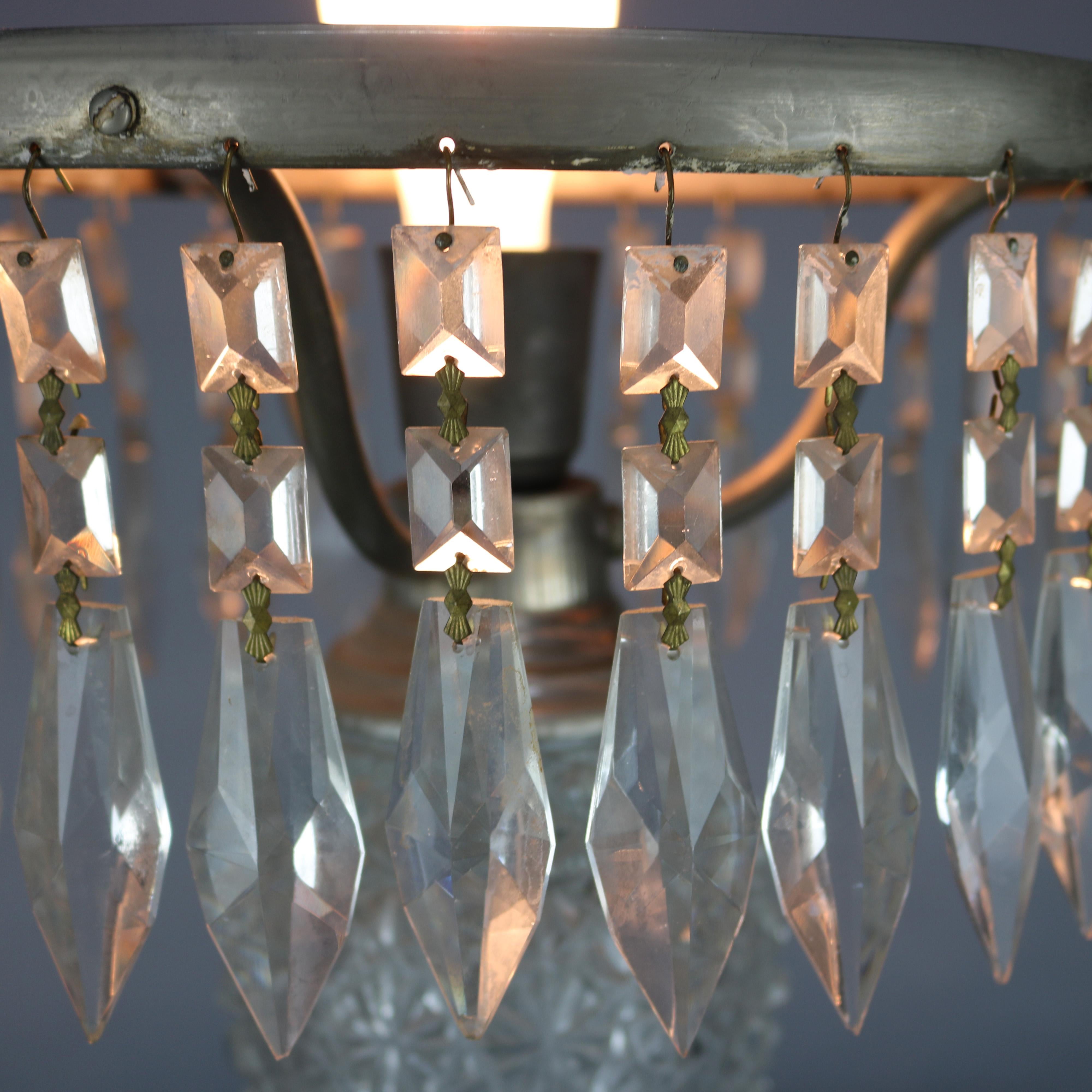 Antique Brilliant Cut Glass Mushroom Parlor Lamp, circa 1920 1