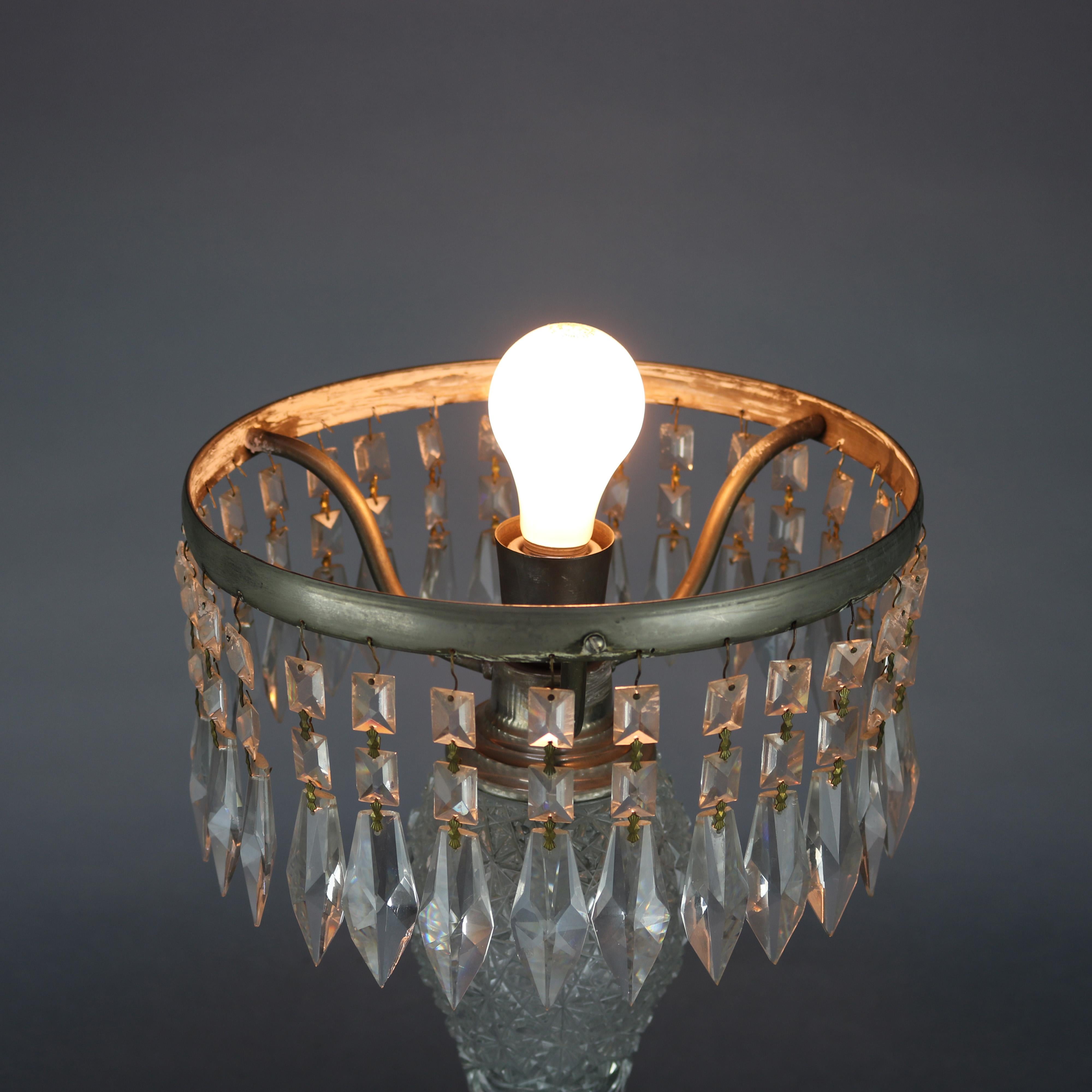 Antique Brilliant Cut Glass Mushroom Parlor Lamp, circa 1920 2