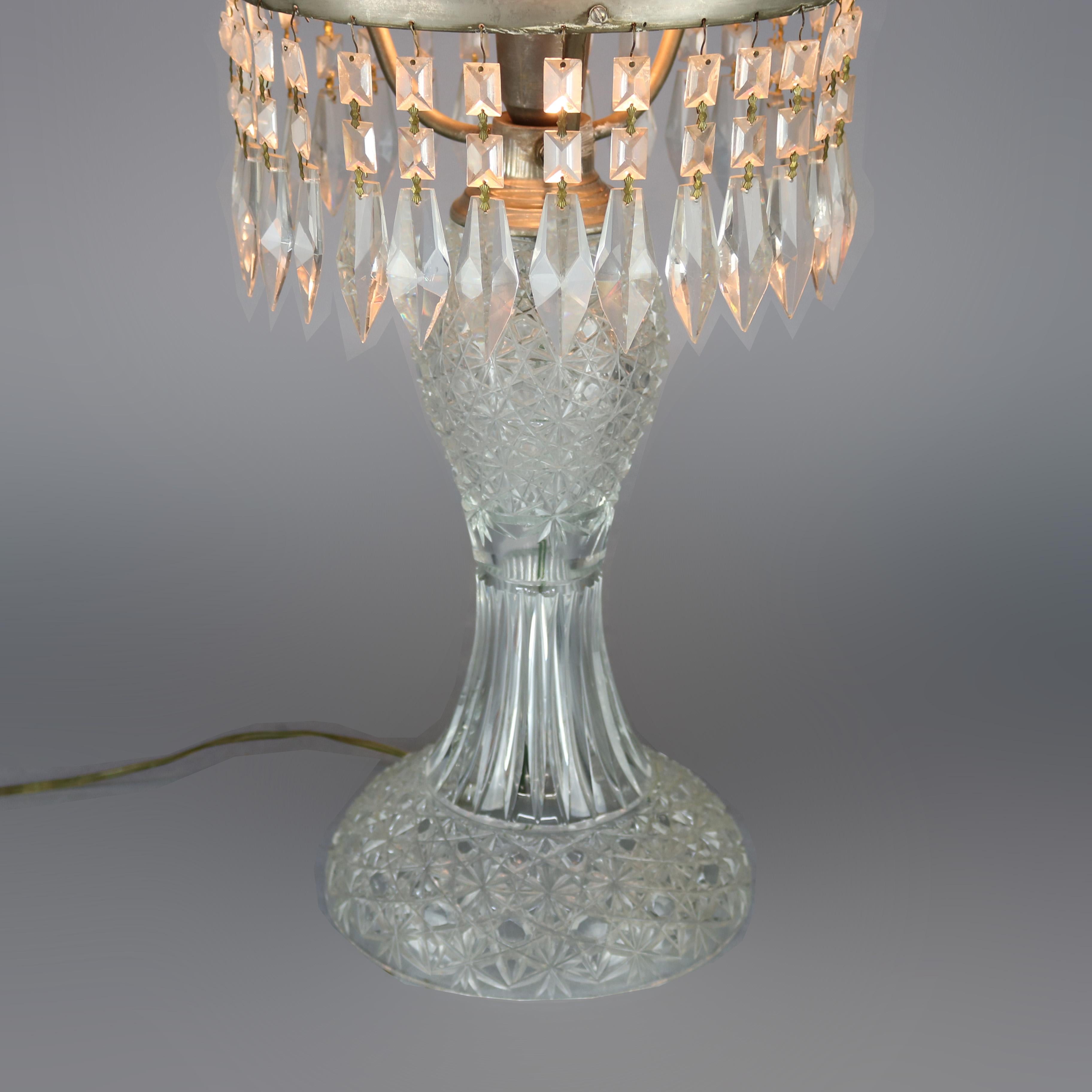 Antique Brilliant Cut Glass Mushroom Parlor Lamp, circa 1920 4