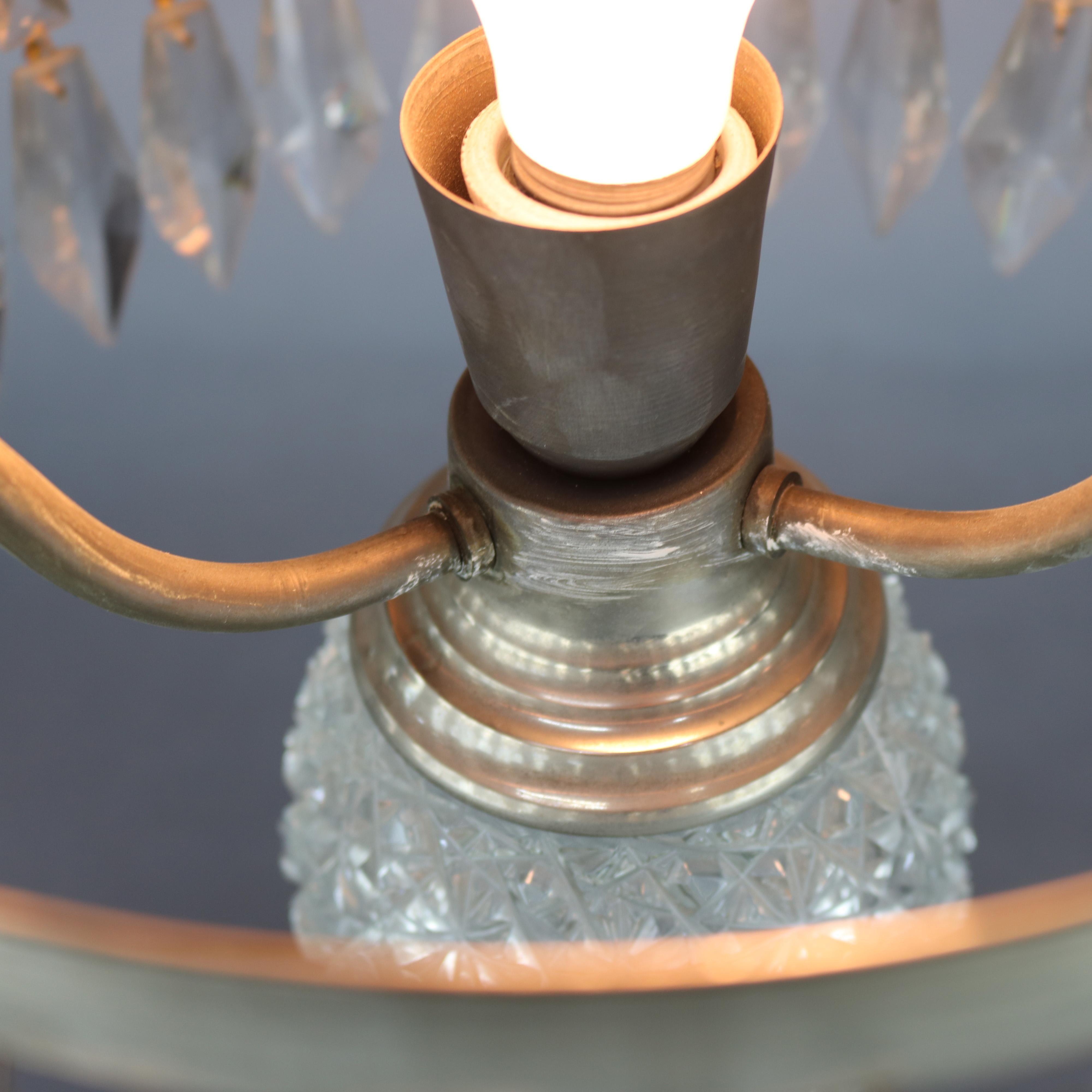Antique Brilliant Cut Glass Mushroom Parlor Lamp, circa 1920 5