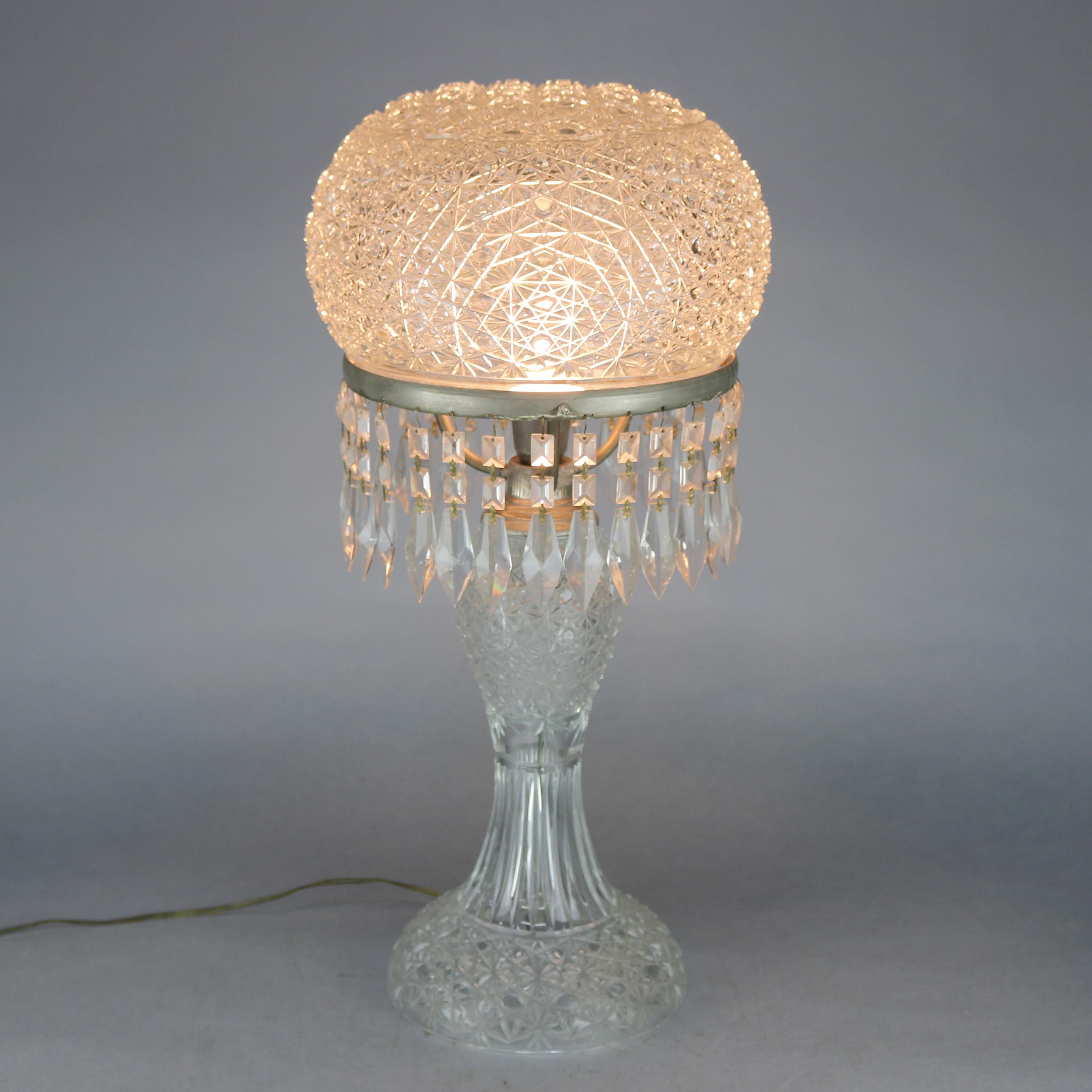 vintage cut glass lamp
