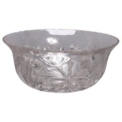 Antike Servierschale aus Brillantschliff-Glas, 20. Jahrhundert