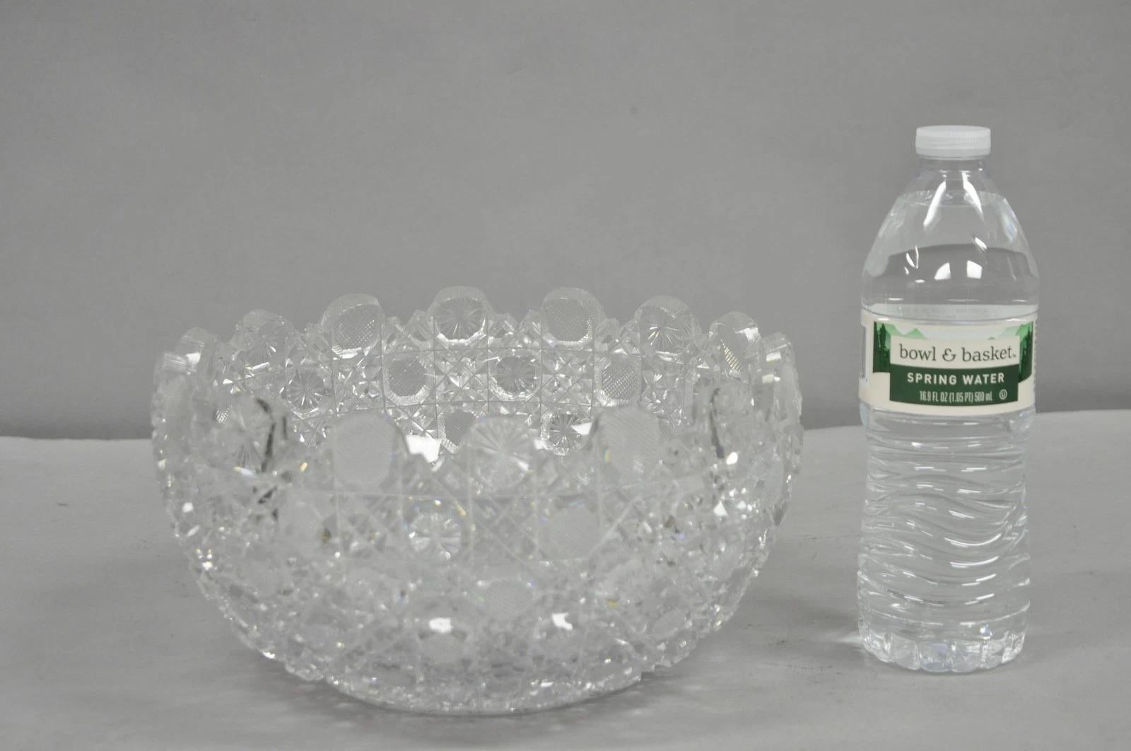 Antiguo Brillante Cristal Tallado Victoriano Diente de Sierra Pesado Frutero para Caramelos de 10