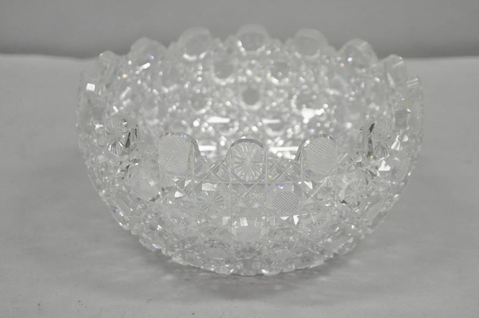 Antiguo cristal tallado brillante Victoriano Diente de sierra Pesado Frutero de caramelo de 10 pulgadas Desconocido en venta