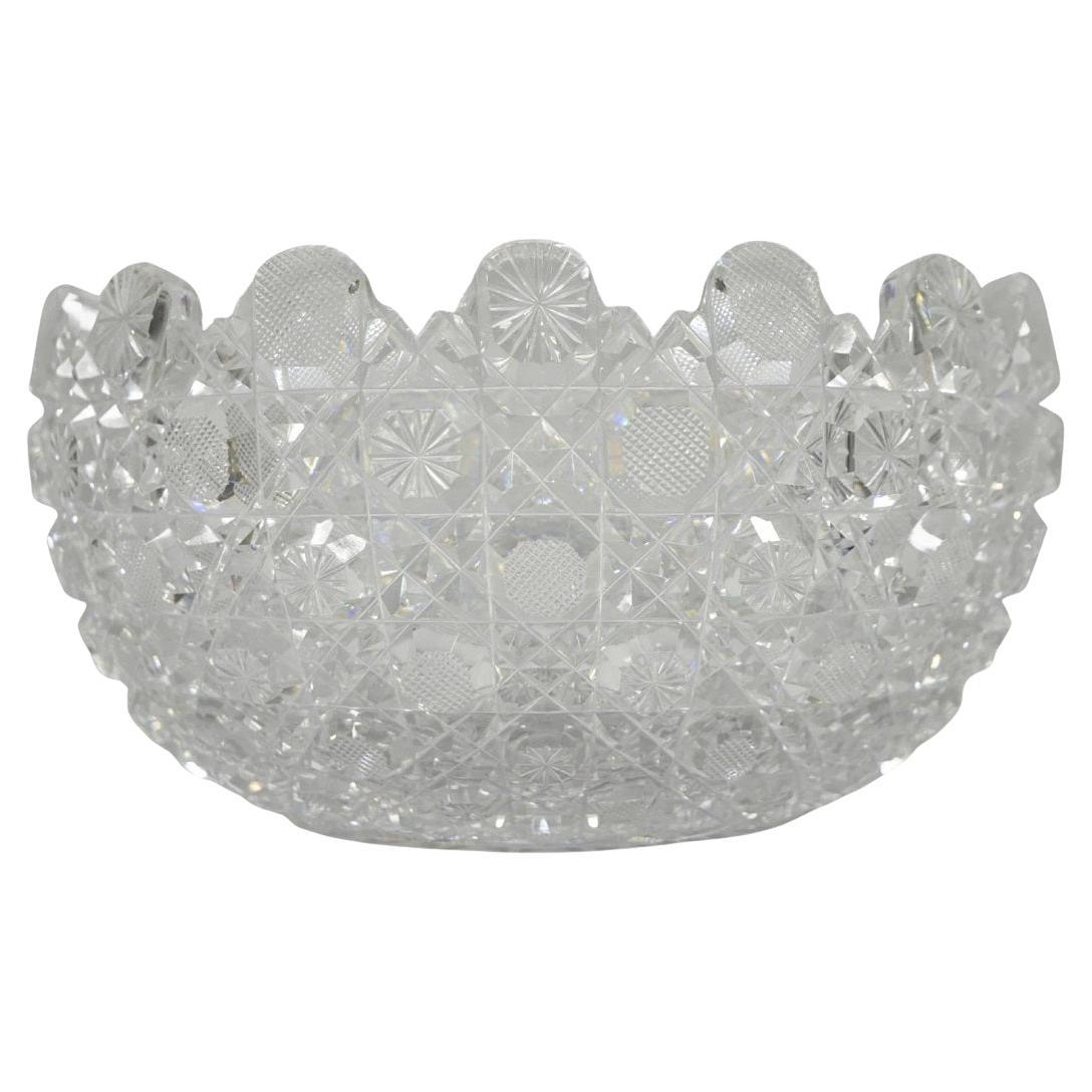 Antike Brilliant Cut Glas viktorianischen Sägezahn schwere 10" Candy Fruit Bowl