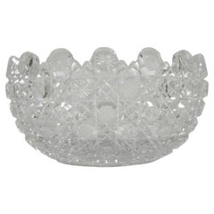 Antique Brilliant Cut Glass Victorian Saw Tooth Heavy 10" Candy Fruit Bowl