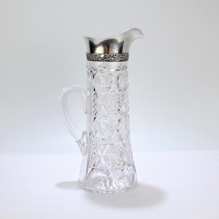 Antique Brilliant Period Sterling Silver Mounted Cut Glass Cocktail