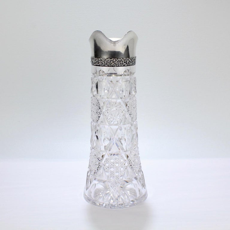 Antique Brilliant Period Sterling Silver Mounted Cut Glass Cocktail