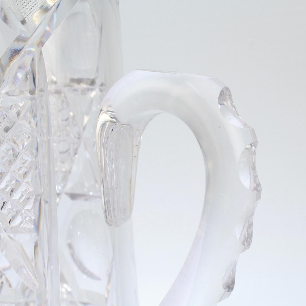Women's or Men's Antique Brilliant Period Sterling Silver Mounted Cut Glass Cocktail Pitcher