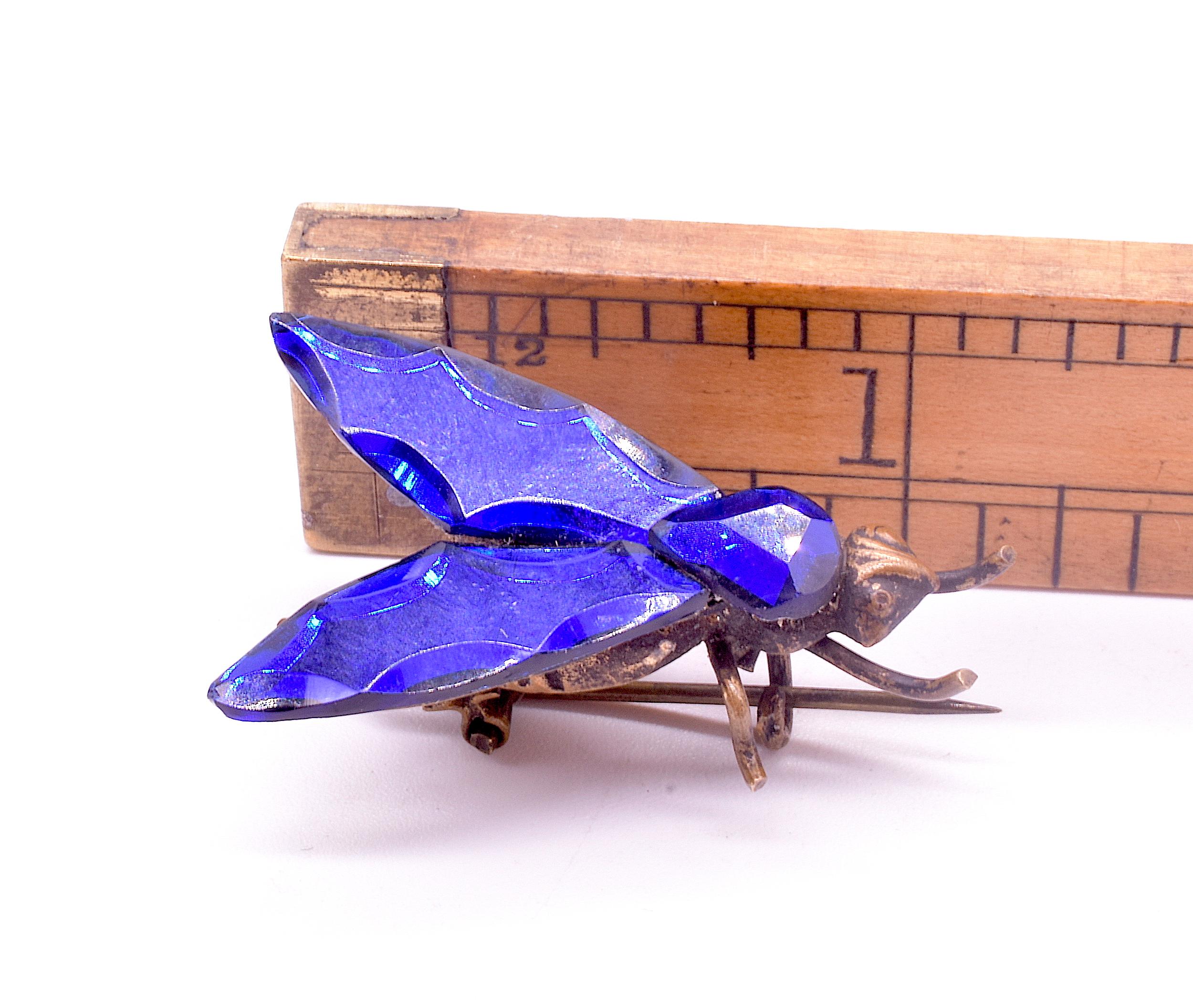 Women's or Men's Antique Bristol Blue Vauxhall Glass Bug