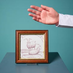 Antique Bristol Delft Manganese Tile Ex Mobbs Collection