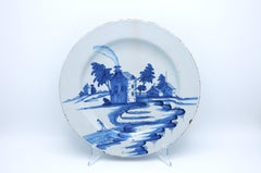 Antique Bristol English Delftware Blue and White Charger - 18th century