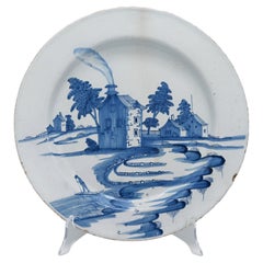 Antique Bristol English Delftware Blue and White Charger - 18th century