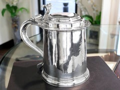 Antique Britannia Silver Quart Tankard by John Smith, London, 1701