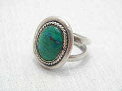 Antique Britannia Silver Turquoise Signet Ring Size O 1/2 7.5 950 Purity Edward