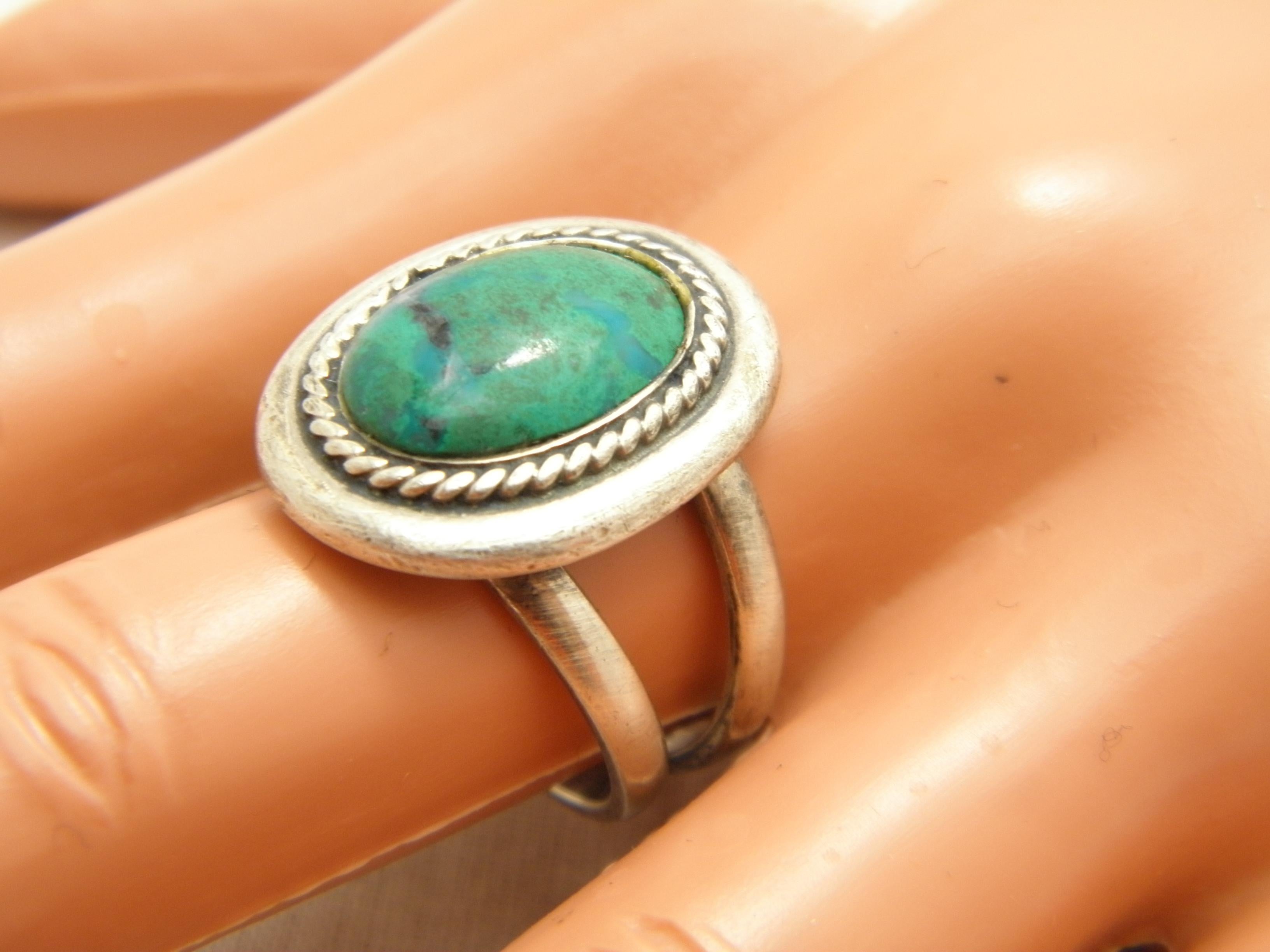 Edwardian Antique Britannia Silver Turquoise Signet Ring Size O 1/2 7.5 950 Purity Edward For Sale