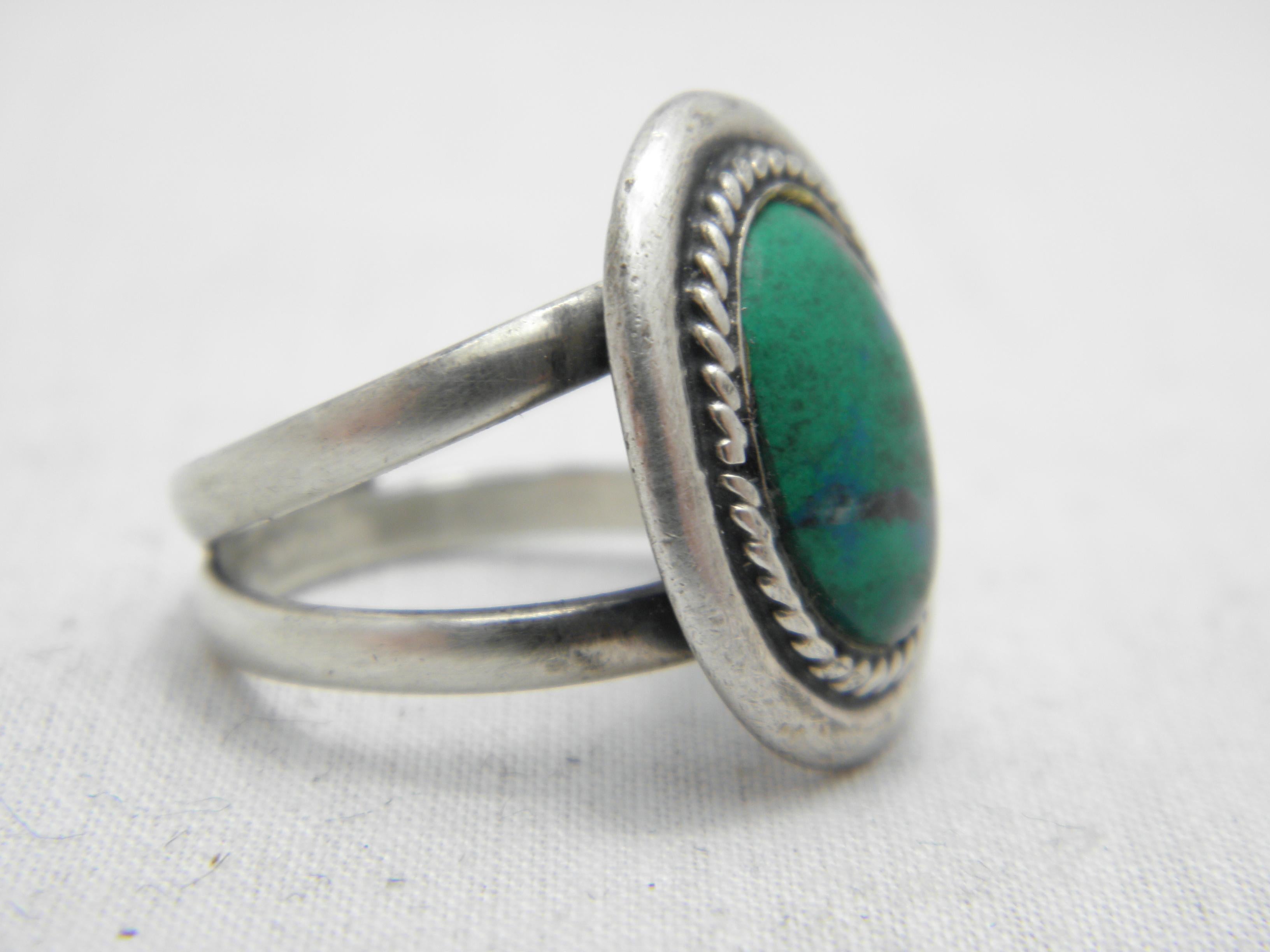 Women's or Men's Antique Britannia Silver Turquoise Signet Ring Size O 1/2 7.5 950 Purity Edward For Sale