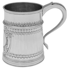 Antique Britannia Standard Silver Mug - Copy of Queen Anne Design - Made in 1910