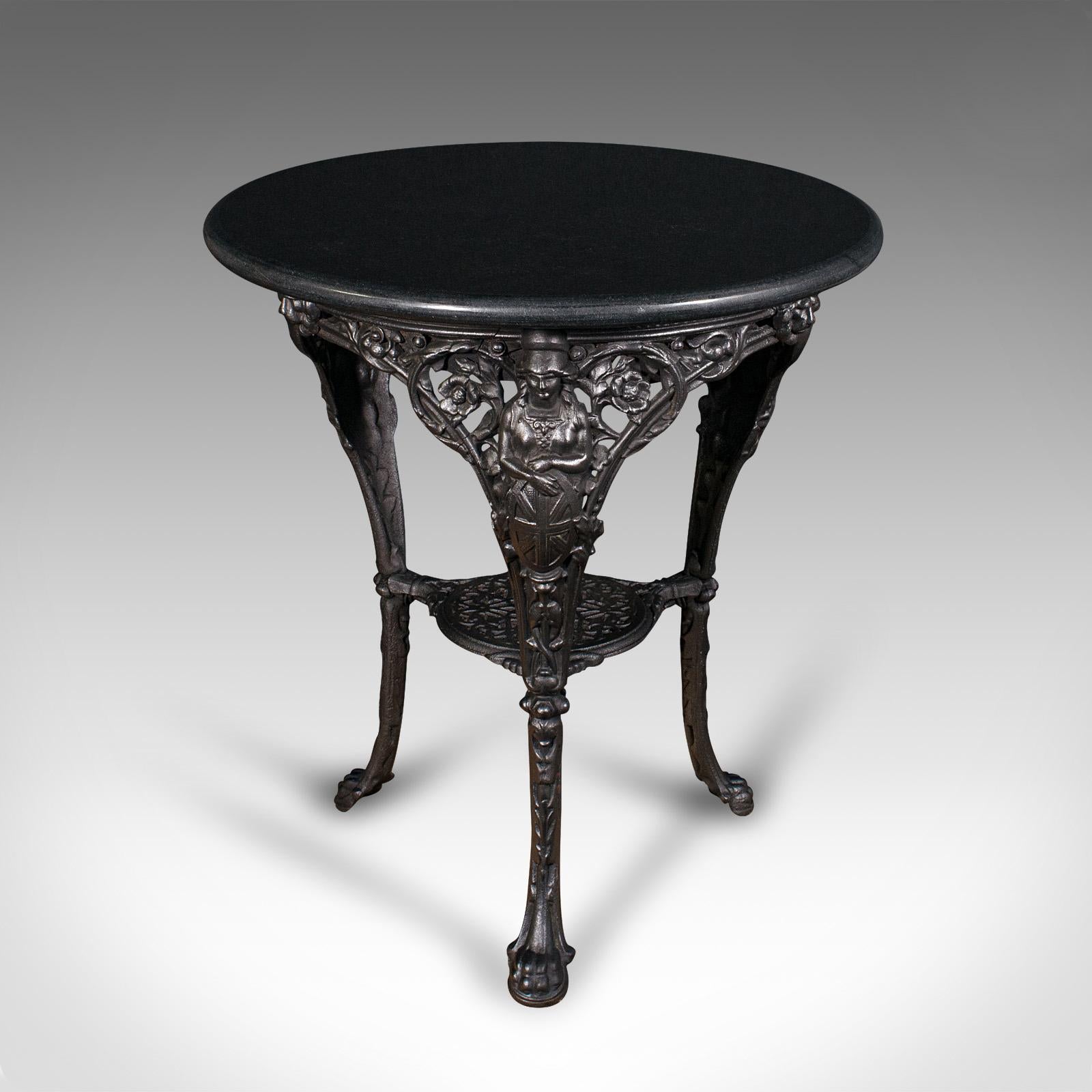 Early Victorian Antique Britannia Table, English, Cast Iron, Marble, Wine, Side, Victorian, 1850 For Sale