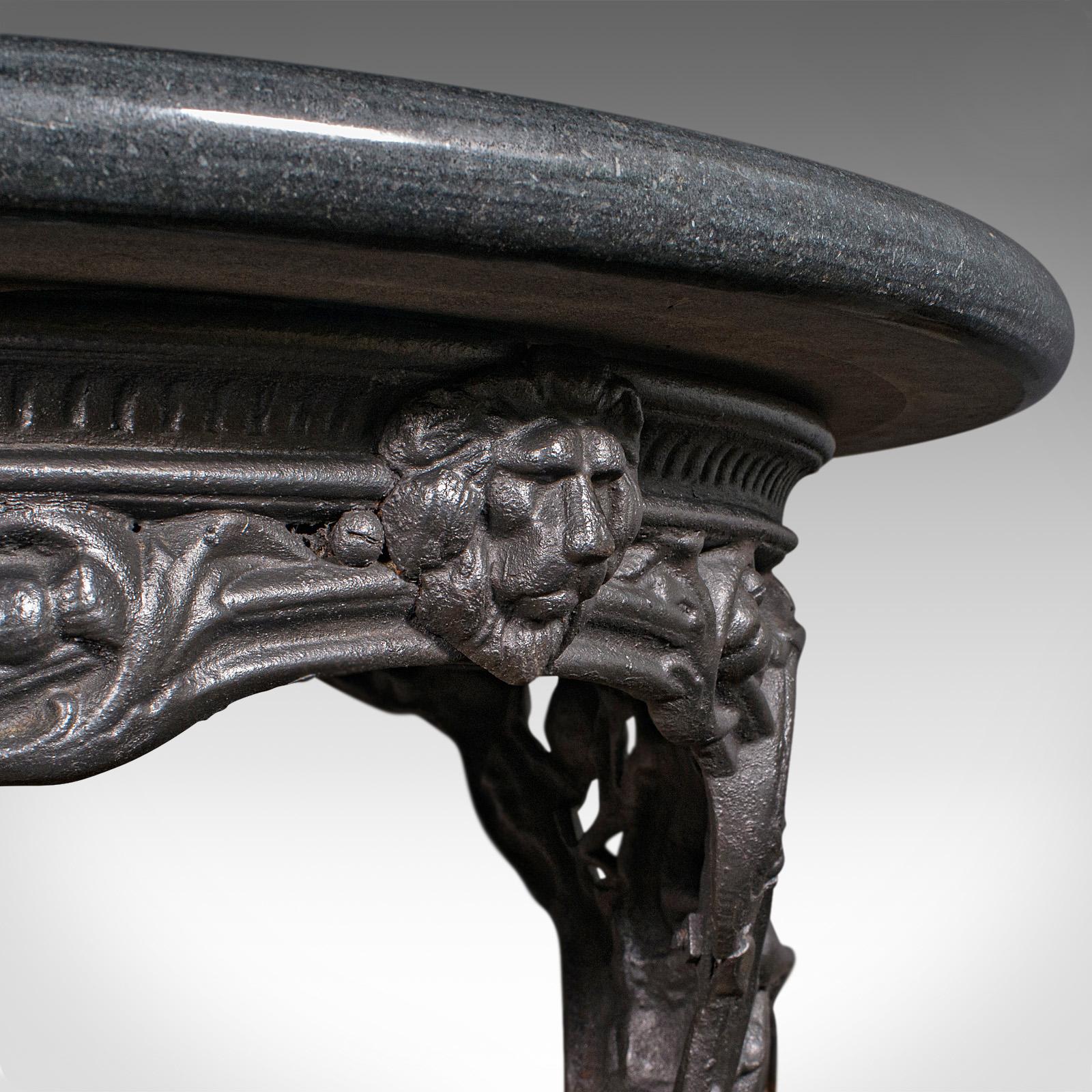 Mesa Britannia Antigua, Inglesa, Hierro Fundido, Mármol, Vino, Lateral, Victoriana, 1850 2