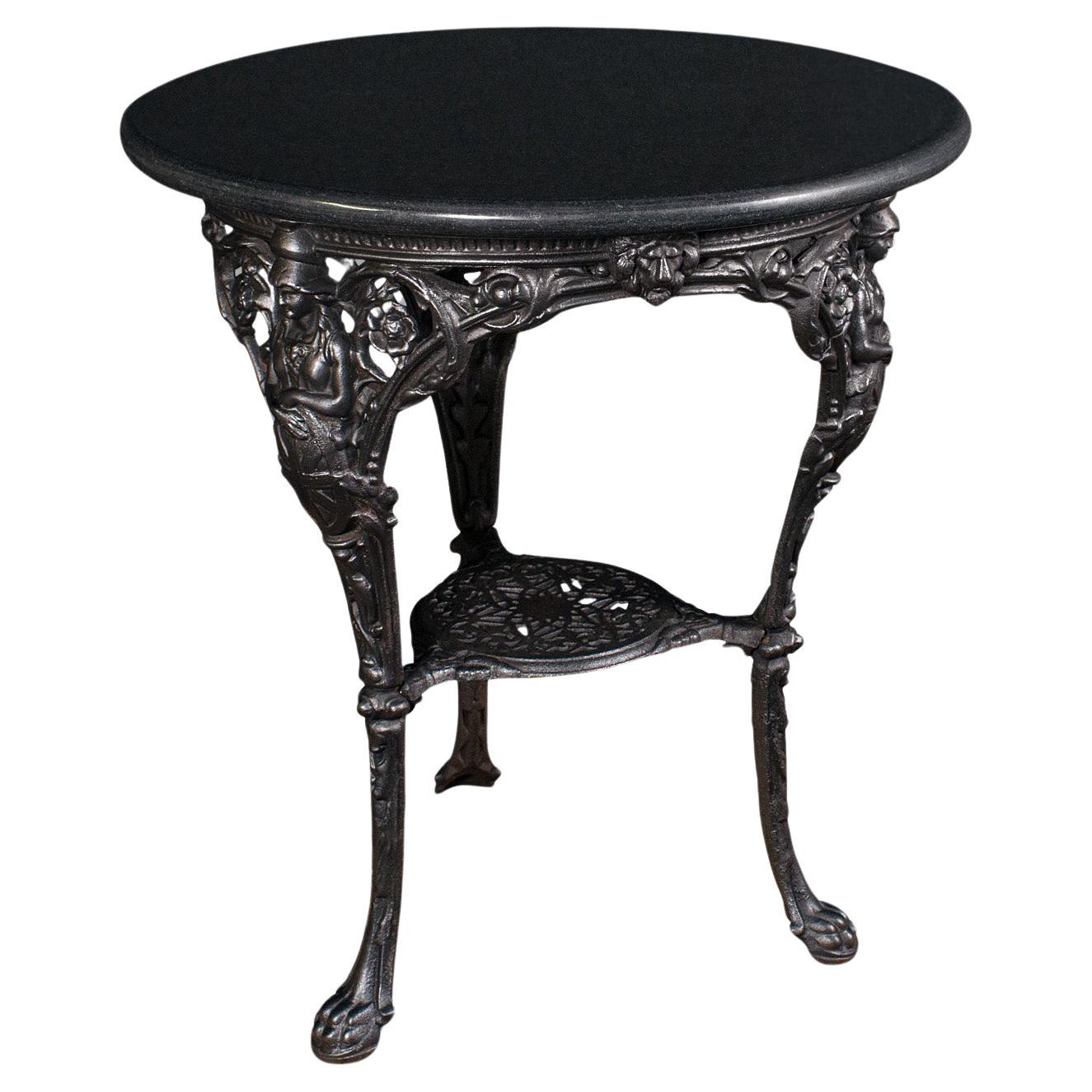 Antique Britannia Table, English, Cast Iron, Marble, Wine, Side, Victorian, 1850 For Sale